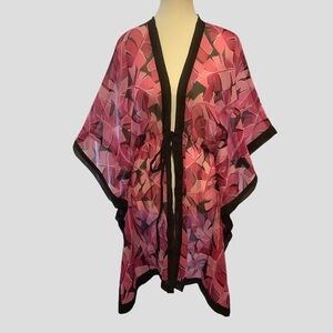 SWIM BY CHUCK HANDY PINK & BLACK PATTERNED BEACH COVER UP/ Size 12